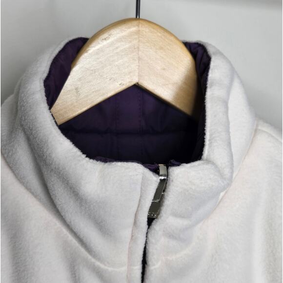 IZOD Purple Puffer Vest Reversible to Cream Fleece w/Pockets Size S - Picture 10 of 12